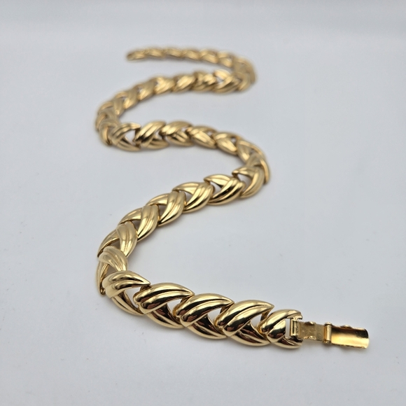 Krementz Goldtone Choker Collar Necklace Mogul Mobwife Vintage 17" Classic 80s - Picture 4 of 5